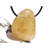 Rutilquarz gold XL Trommelstein / Schmuckstein gebohrt - AA-Sonderqualität - ca. 3,5 cm x 2,8 cm x 1,5 cm