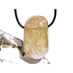 Rutilquarz gold XL Trommelstein / Schmuckstein gebohrt - AA-Sonderqualitt - ca. 3,8 cm x 2,2 cm x 1,5 cm