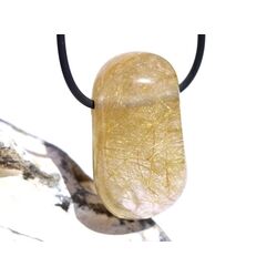 Rutilquarz gold XL Trommelstein / Schmuckstein gebohrt - AA-Sonderqualitt - ca. 3,8 cm x 2,2 cm x 1,5 cm