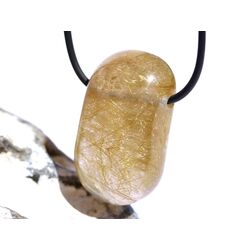 Rutilquarz gold XL Trommelstein / Schmuckstein gebohrt - AA-Sonderqualitt - ca. 3,8 cm x 2,2 cm x 1,5 cm