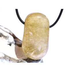 Rutilquarz gold XL Trommelstein / Schmuckstein gebohrt - AA-Sonderqualitt - ca. 3,8 cm x 2,2 cm x 1,5 cm