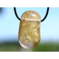 Rutilquarz gold XL Trommelstein / Schmuckstein gebohrt - AA-Sonderqualitt - ca. 3,8 cm x 2,2 cm x 1,5 cm
