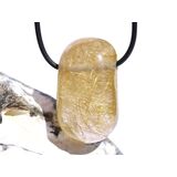 Rutilquarz gold XL Trommelstein / Schmuckstein gebohrt -...
