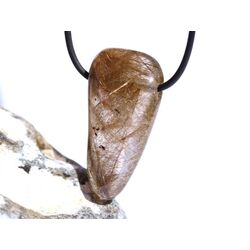 Rutilquarz gold XXL Trommelstein / Schmuckstein gebohrt - AA-Sonderqualitt - ca. 4,1 cm x 2,1 cm x 1,2 cm