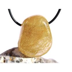Rutilquarz gold XL Trommelstein / Schmuckstein gebohrt - AA-Sonderqualitt - ca. 3,4 cm x 2,8 cm x 2,2 cm