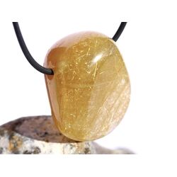 Rutilquarz gold XL Trommelstein / Schmuckstein gebohrt - AA-Sonderqualitt - ca. 3,4 cm x 2,8 cm x 2,2 cm