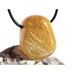Rutilquarz gold XL Trommelstein / Schmuckstein gebohrt - AA-Sonderqualitt - ca. 3,4 cm x 2,8 cm x 2,2 cm