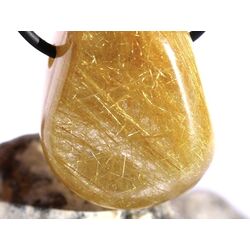 Rutilquarz gold XL Trommelstein / Schmuckstein gebohrt - AA-Sonderqualitt - ca. 3,4 cm x 2,8 cm x 2,2 cm