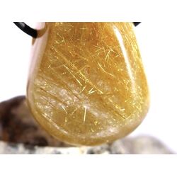 Rutilquarz gold XL Trommelstein / Schmuckstein gebohrt - AA-Sonderqualitt - ca. 3,4 cm x 2,8 cm x 2,2 cm