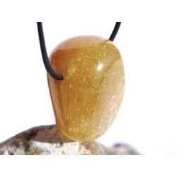 Rutilquarz gold XL Trommelstein / Schmuckstein gebohrt - AA-Sonderqualitt - ca. 3,4 cm x 2,8 cm x 2,2 cm