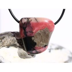 Rhodonit Trommelstein / Schmuckstein gebohrt - Sonderqualitt - ca. 2,9 cm x 2,7 cm x 1,5 cm