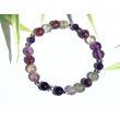 Fluorit violett-bunt / Amethyst dunkel Armband Kugeln 6 - 8 mm - Sonderqualität - ca. 19 cm