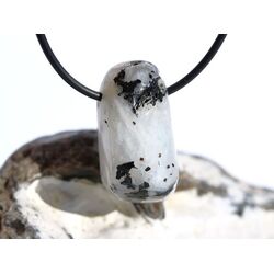 Regenbogenmondstein Schimmer Trommelstein gebohrt (Labradorit wei�) - Sonderqualit�t - ca. 3,2 cm x 1,6 cm x 1,6 cm