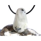 Regenbogenmondstein "Schimmer" XL Trommelstein gebohrt (Labradorit weiß) - Sonderqualität - ca. 3,6 cm x 2,1 cm x 1,6 cm