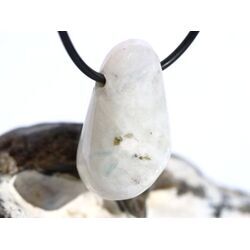 Regenbogenmondstein Schimmer Trommelstein gebohrt (Labradorit wei�) - Sonderqualit�t - ca. 3,3 cm x 2 cm x 1,7 cm