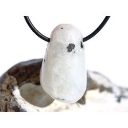 Regenbogenmondstein Schimmer Trommelstein gebohrt (Labradorit wei�) - Sonderqualit�t - ca. 3,3 cm x 2 cm x 1,7 cm