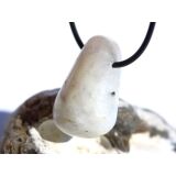 Regenbogenmondstein "Schimmer" Trommelstein gebohrt (Labradorit weiß) - Sonderqualität - ca. 3,3 cm x 2 cm x 1,7 cm