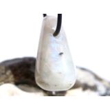 Regenbogenmondstein "Schimmer" Trommelstein gebohrt (Labradorit weiß) - Sonderqualität - ca. 3,3 cm x 2 cm x 1,7 cm
