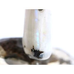 Regenbogenmondstein Schimmer XL Trommelstein gebohrt (Labradorit wei�) - Sonderqualit�t - ca. 3,5 cm x 1,9 cm x 1,5 cm