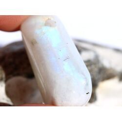 Regenbogenmondstein Schimmer XL Trommelstein gebohrt (Labradorit wei�) - Sonderqualit�t - ca. 3,5 cm x 1,9 cm x 1,5 cm