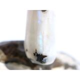 Regenbogenmondstein "Schimmer" XL Trommelstein gebohrt (Labradorit weiß) - Sonderqualität - ca. 3,5 cm x 1,9 cm x 1,5 cm