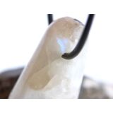 Regenbogenmondstein "Schimmer" XL Trommelstein gebohrt (Labradorit weiß) - Sonderqualität - ca. 3,6 cm x 2 cm x 1,9 cm