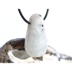 Regenbogenmondstein Schimmer XL Trommelstein gebohrt (Labradorit wei�) - Sonderqualit�t - ca. 3,7 cm x 2 cm x 2 cm - Sonderpreis wg. Makel -