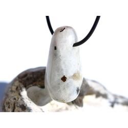 Regenbogenmondstein Schimmer XL Trommelstein gebohrt (Labradorit wei�) - Sonderqualit�t - ca. 3,7 cm x 2 cm x 2 cm - Sonderpreis wg. Makel -
