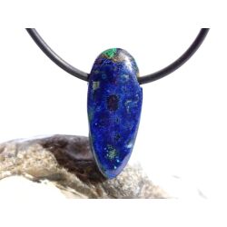 Azurit-Malachit natur Schmuckstein / Scheibenstein gebohrt - Handarbeit - Rarität - Sonderqualität - ca. 2,8 cm x 1,2 cm x 0,6 cm