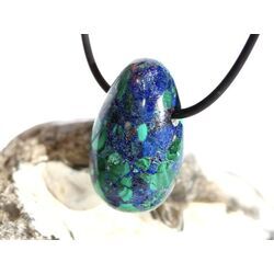 Azurit-Malachit (gepr.) Trommelstein gebohrt - ca. 2,9 cm x 1,8 cm x 1,3 cm