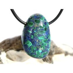 Azurit-Malachit (gepr.) Trommelstein gebohrt - ca. 2,8 cm x 1,8 cm x 1,6 cm