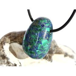 Azurit-Malachit (gepr.) Trommelstein gebohrt - ca. 2,8 cm x 1,8 cm x 1,6 cm