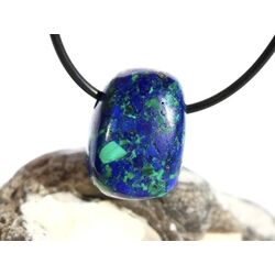 Azurit-Malachit (rek.) Schmuckstein / Trommelstein gebohrt - ca. 2,4 cm x 1,8 cm x 1,6 cm