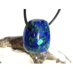 Azurit-Malachit (rek.) Schmuckstein / Trommelstein gebohrt - ca. 2,4 cm x 1,8 cm x 1,6 cm