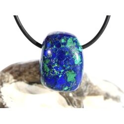 Azurit-Malachit (rek.) Schmuckstein / Trommelstein gebohrt - ca. 2,4 cm x 1,8 cm x 1,6 cm