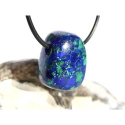 Azurit-Malachit (rek.) Schmuckstein / Trommelstein gebohrt - ca. 2,4 cm x 1,8 cm x 1,6 cm