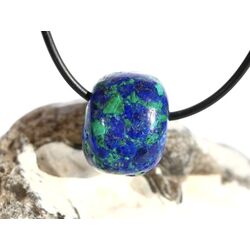 Azurit-Malachit (rek.) Schmuckstein / Trommelstein gebohrt - ca. 2,1 cm x 1,6 cm x 1,6 cm