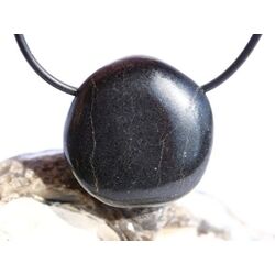 Basalt Scheibenstein / Schmuckstein gebohrt -...