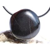 Basalt Scheibenstein / Schmuckstein gebohrt -...