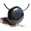 Basalt Scheibenstein / Schmuckstein gebohrt - Sonderqualität - ca. 2,9 cm x 2,9 cm x 1,1 cm