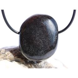 Basalt Scheibenstein / Schmuckstein gebohrt -...