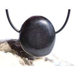 Basalt Scheibenstein / Schmuckstein gebohrt -...