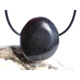 Basalt Scheibenstein / Schmuckstein gebohrt -...