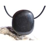 Basalt Scheibenstein / Schmuckstein gebohrt -...