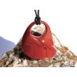 Jaspis rot XXL Schmuckstein gebohrt mit Lederband - Sonderqualität - ca. 4,3 cm x 3,8 cm x 0,5 cm