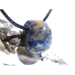 Lapislazuli / Fleck-Lapis Trommelstein gebohrt - ca. 2,4 cm x 1,8 cm x 2 cm