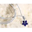 Lapislazuli Blume / Blüte Schmuckstein / Scheibenstein an Lederband - Sonderqualität - ca. 1,8 cm x 1,8 cm x 0,2 cm