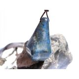 Lapislazuli / Fleck-Lapis XL Schmuckstein gebohrt - ca. 3,7 cm x 2,6 cm x 1,8 cm - inkl. Band -