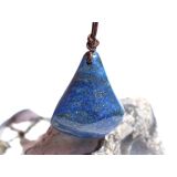 Lapislazuli / Fleck-Lapis Schmuckstein gebohrt - ca. 3,2 cm x 2,5 cm x 1,9 cm - inkl. Band -