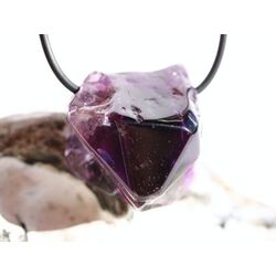 Amethyst dunkel Morion Kristallspitze / Rohstein angetrommelt, gebohrt - Sonderqualitt - ca. 2,8 cm x 2,7 cm x 2,1 cm